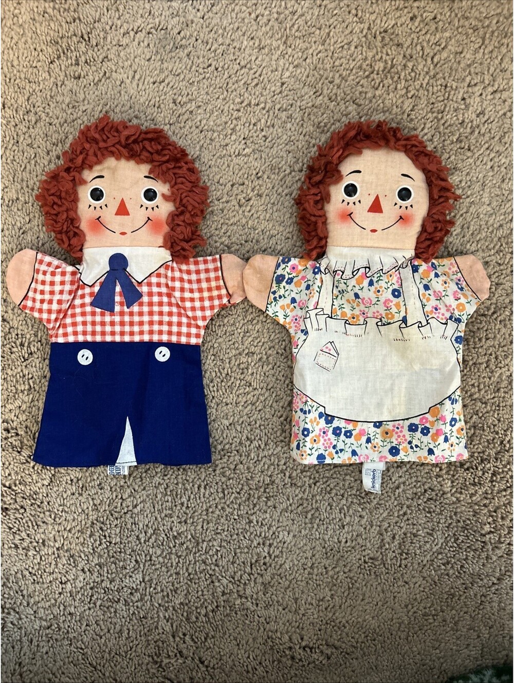 Knickerbocker Original Raggedy Ann & Andy Hand Puppets 1973